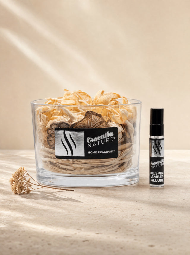 Prirodni difuzor s potpourrijem Essentia Nature s priloženim sprejem Amber Allure