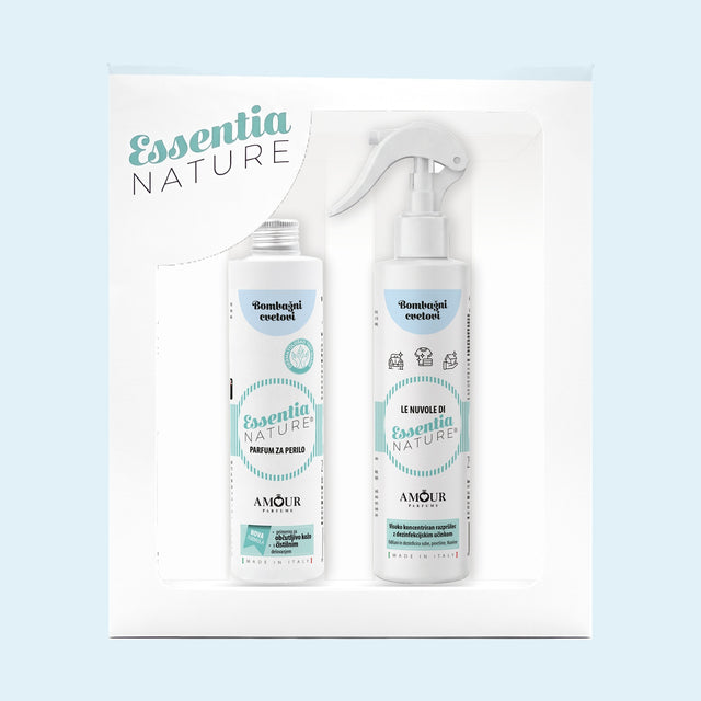 Poklon set Essentia Nature Pamučni cvjetovi – parfem za rublje 250 ml i mirisni sprej 250 ml u poklon kutiji