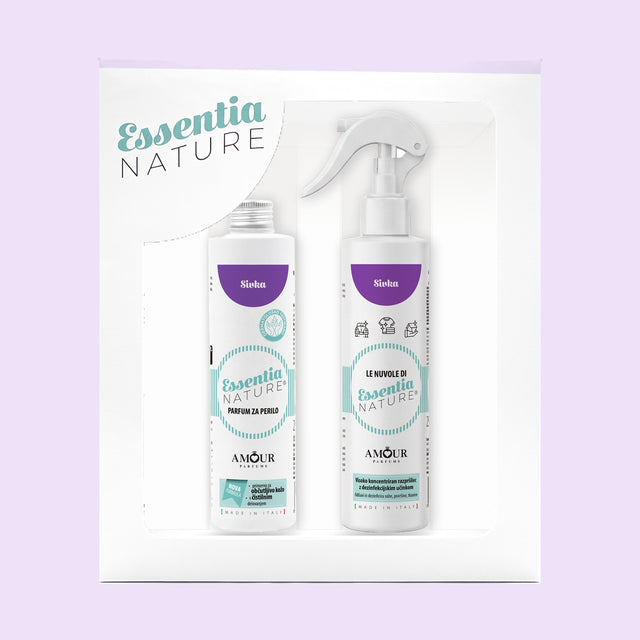 Poklon set Essentia Nature Lavanda – parfem za rublje 250 ml i mirisni sprej 250 ml u poklon kutiji