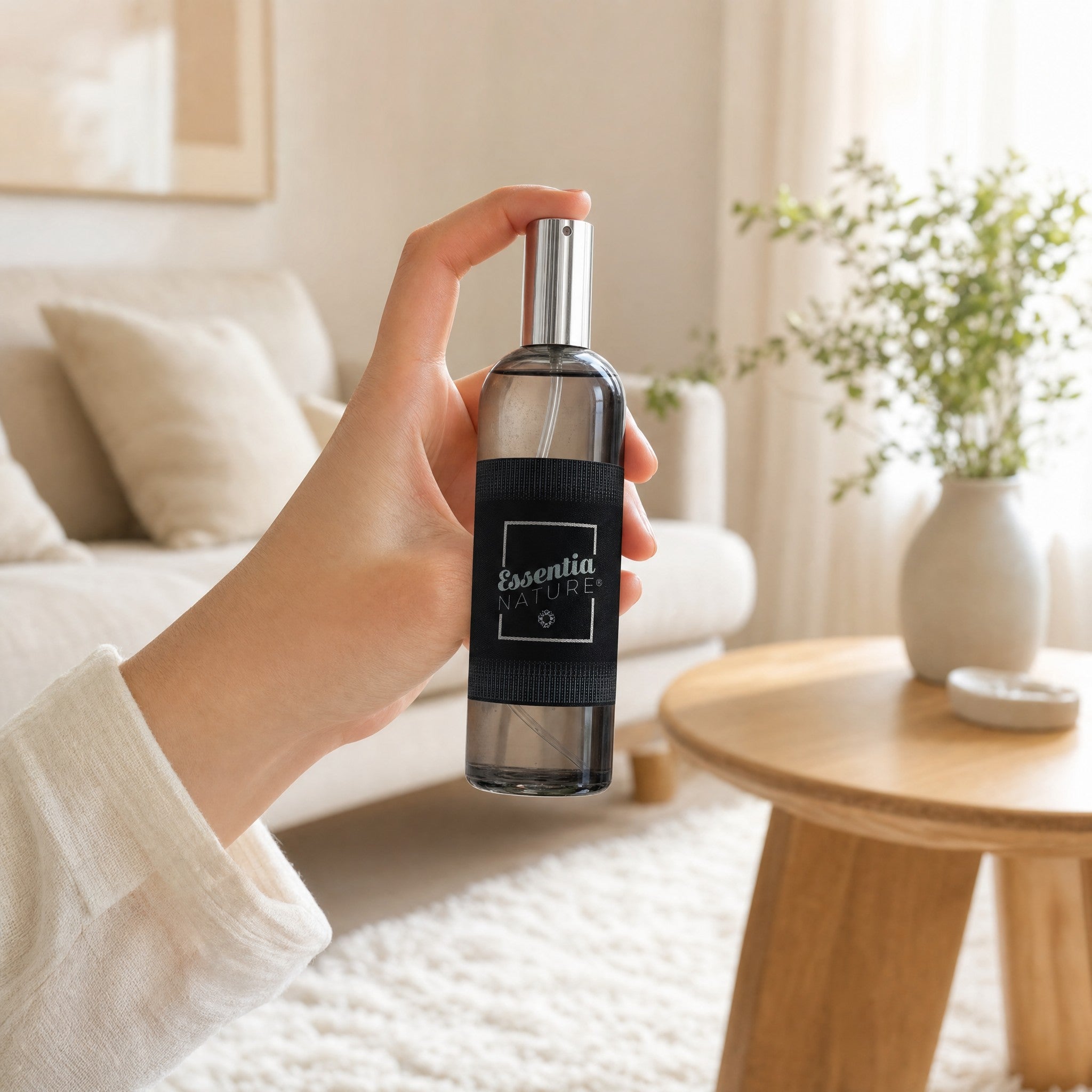 Room spray in hand