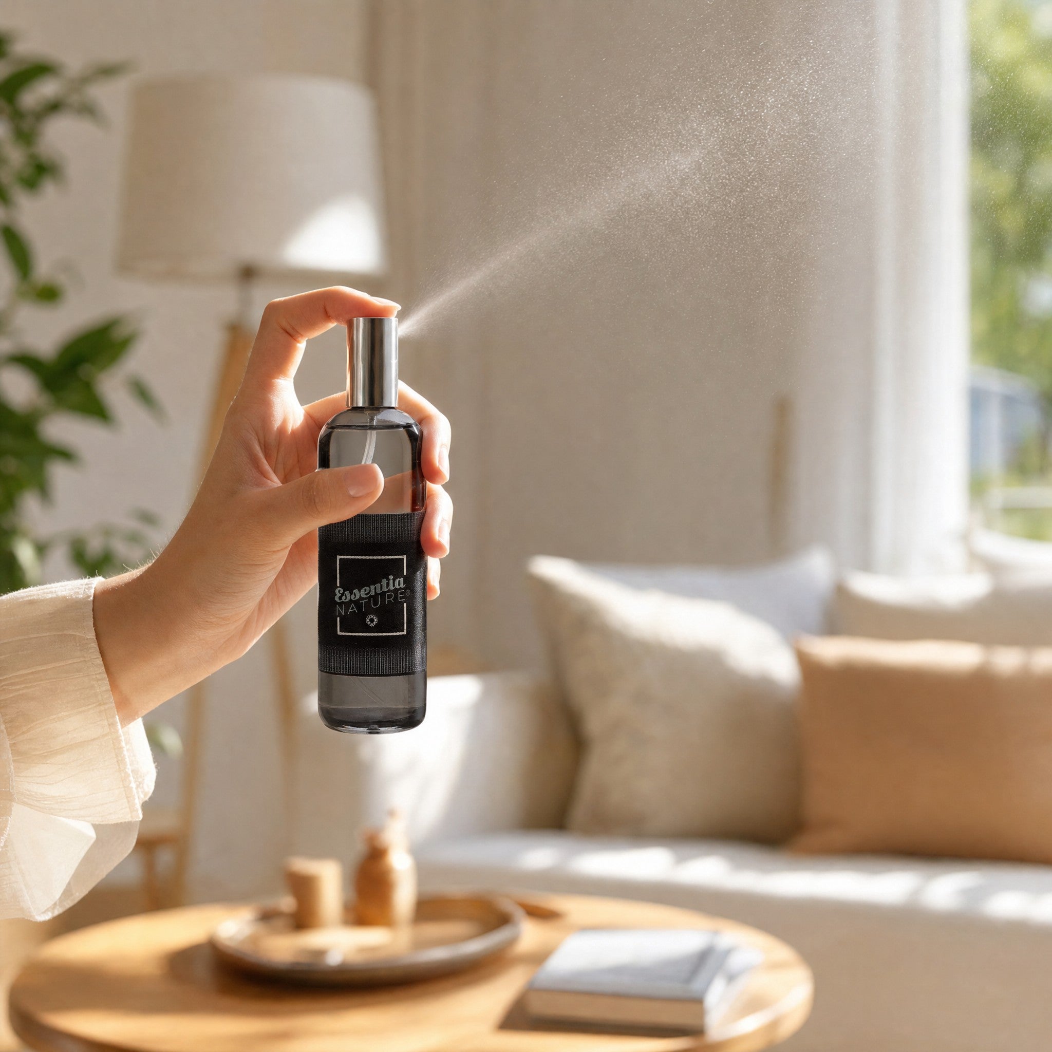 Spraying mist into the living room air