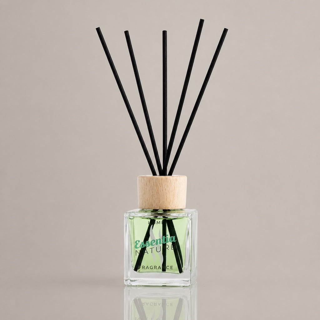 GLAMOUR diffuser Cardamom and Vetiver on a pastel background