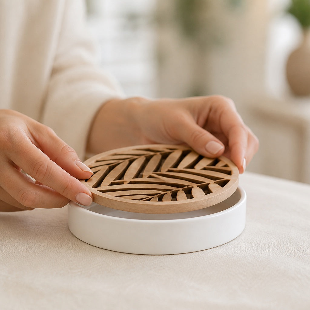 Wooden rosette absorbing the fragrance