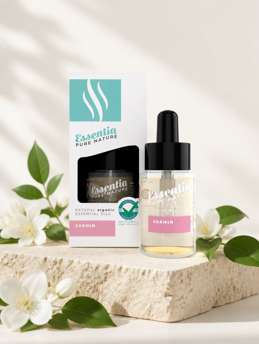 Prirodno eterično ulje Jasmin Essentia Pure Nature s cvjetovima jasmina