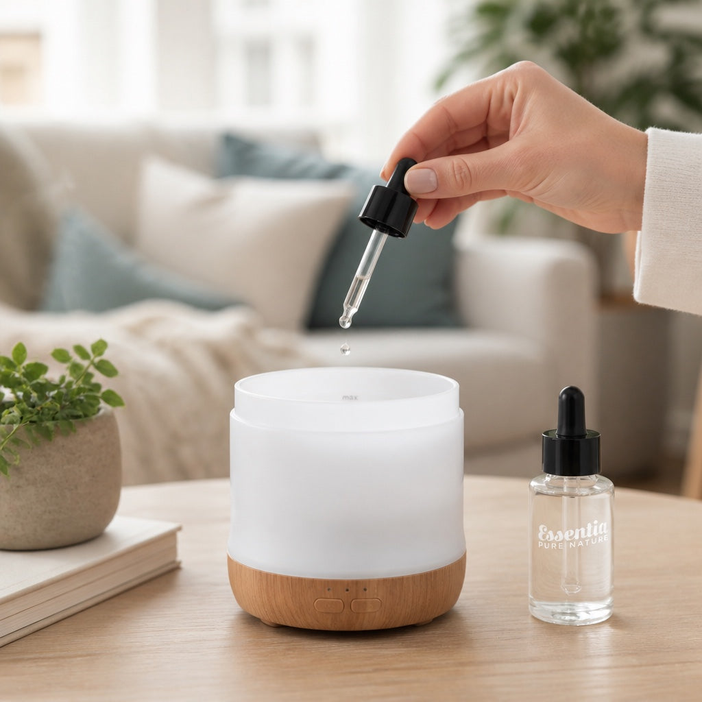 Dropping essential oil into the ultrasonic diffuser