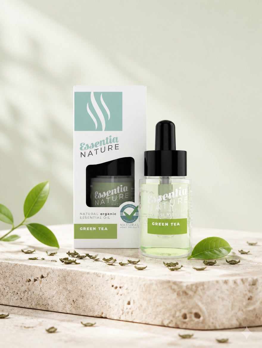 Essentia Pure Nature natural essential oil Green Tea with tea leaves