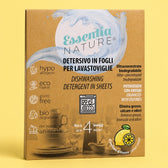 Vrećica s 2 listića za perilicu posuđa na pastelnoj pozadini