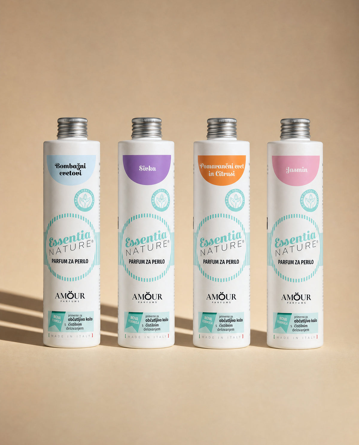 Essentia Nature laundry perfumes - cotton blossoms, lavender, orange blossom and citrus, jasmine