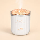 White Crystal salt diffuser with lettering on a pastel background