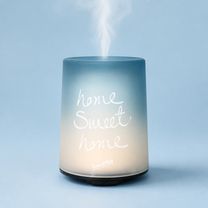Ultrasonic diffuser with pearlescent finish - LIGHT BLUE "HOME, SWEET HOME"